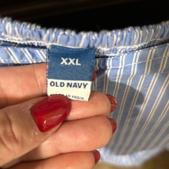 Periwinkle striped peplum top sz XXL - Picture 2 of 4